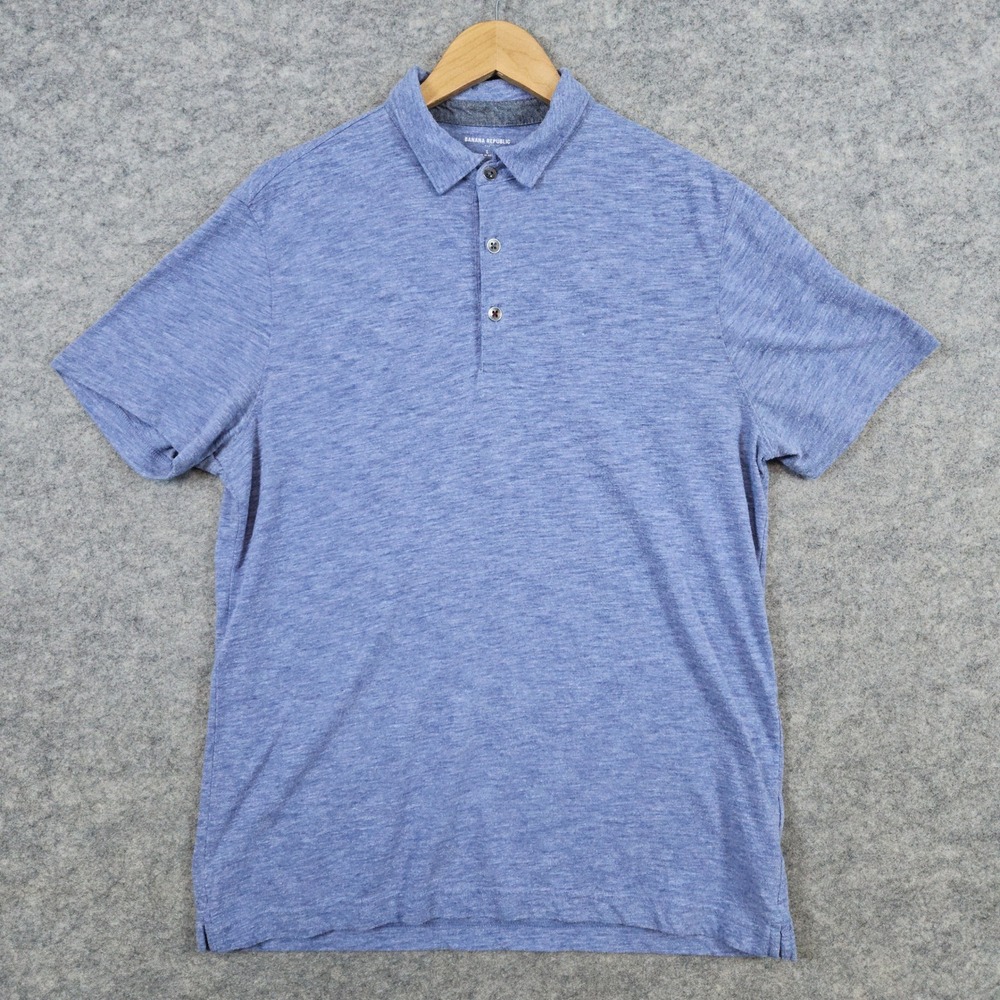 Banana Republic Men's Heathered‎ Blue Polo Shirt Size L Cotton/Polyester Blend